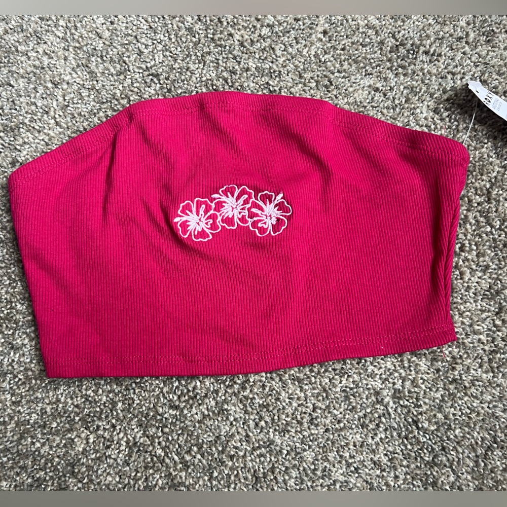 Roxy Pink Floral Crop Top - Picture 2 of 4